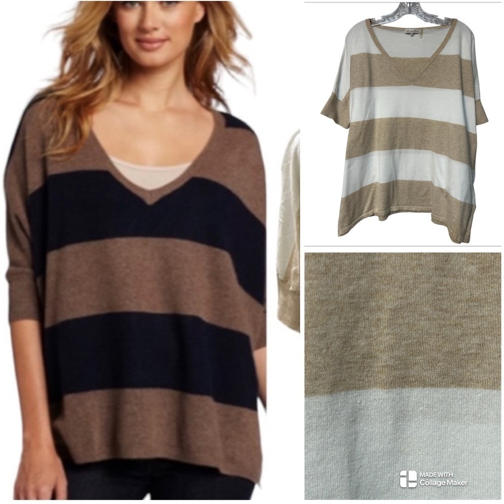 Minnie Rose V-Neck lightweight dolman short sleeve sweater